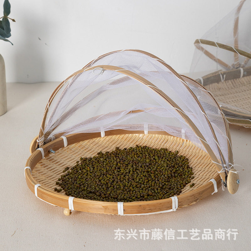 Vietnam bambú tejido cesta de frutas y verduras a prueba de mosquitos Red de hilo cesta de bambú secado granja recogedor hogar tejido al vapor cesta de pan