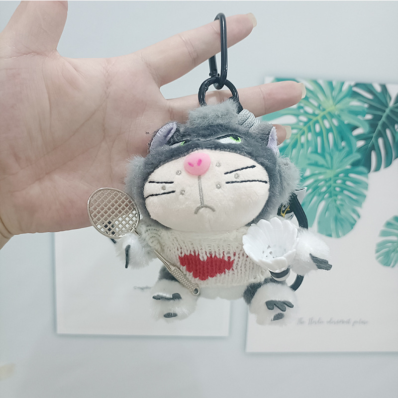 新しいアスリートルシファードールペンダントバドミントン猫ガールバッグペンダント人形ぬいぐるみ卸売|undefined