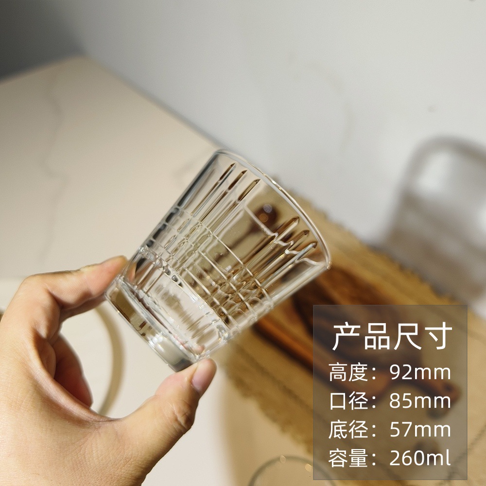 Tazas de vidrio Gono Tazas clásicas de vidrio templado Tazas de agua apiladas Tazas de bebida Tazas de vidrio templado