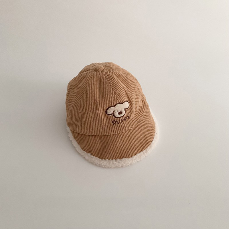 Otoño y invierno lindos sombreros de bebés de dibujos animados con grandes bordes para niños y gorras de lengua de goma para niñas calientes a prueba de viento sombreros de béisbol mareas