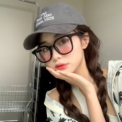 インターネットセレブブラッシュメガネピュアスタイルノーメイクサングラス男性と女性のための夏の黒フレーム茶抗 UV サングラス女性卸売