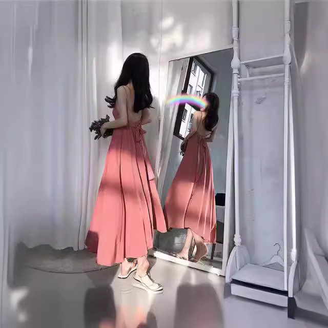 Summer Sleeveless Shirt Long Dress Slim Fit French Fashion Foreign Trade Dress Western Style Sexy Elegant Long dress Women