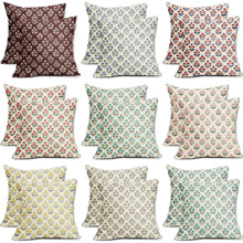 亚马逊热销花卉抱枕套春季植物抱枕套亚麻印花客厅沙发家居装饰