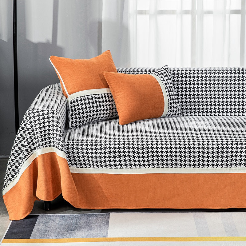 新款千鸟格沙发盖布巾四季通用坐垫全包万能套罩子沙发垫全盖