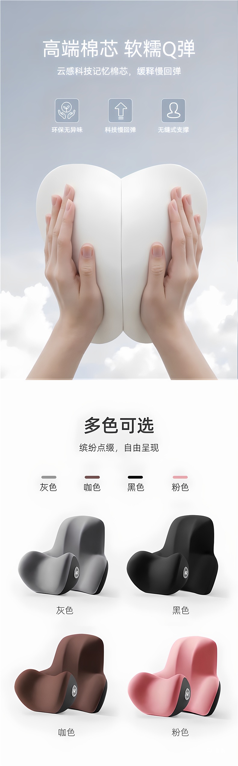 Yu Zhaolin Car Headrest Lumbar Support Cushion Seat Backrest Lumbar Pad Waist Support Neck Pillow Ji Peihui