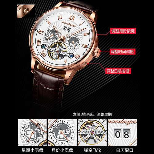 Swiss brand new men's mechanical watch multi-functional fashion luxury watch men's live broadcast foreign trade one generation