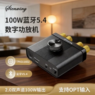 YS-D100 100W蓝牙5.4HIFI迷你2.0声道数字功放机TPA3116D2芯片