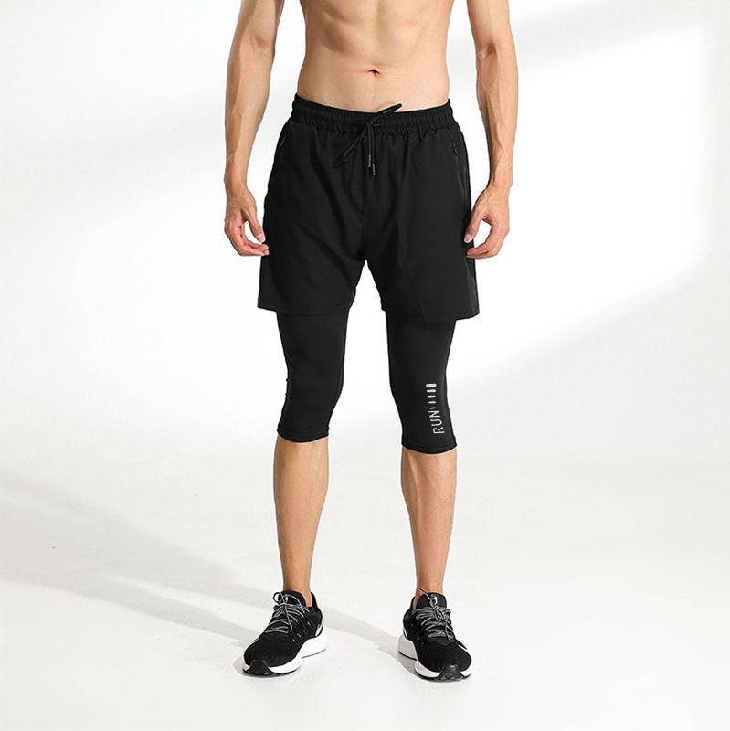 Men's Summer Quick-Dry Fitness Sports Shorts, New Brand Double-Layer Breathable Two-Layer Shorts