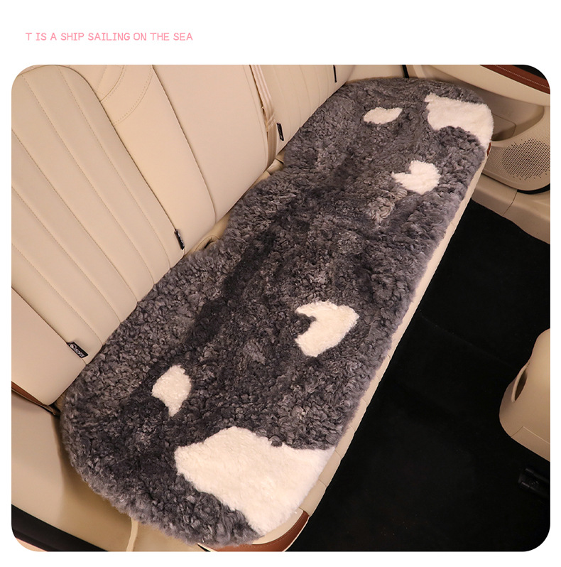 Winter Pure Wool Car Seat Cushion Small Cartoon Unisex Cute Cartoon Bear Warm Plush Seat Cushion