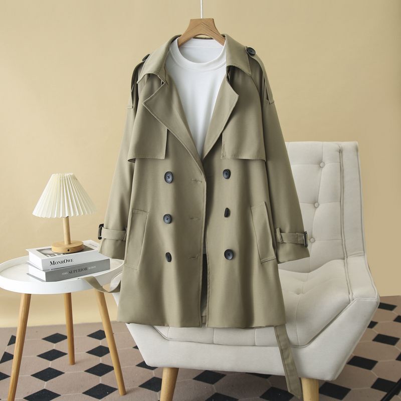 Spring and Autumn New British Style Loose Large Size Windbreaker Women's Mid-Length New Loose Casual Belt Jacket