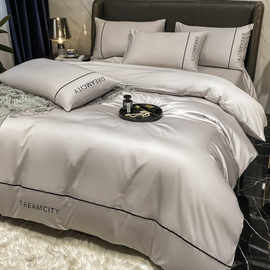 感轻奢风60支长绒棉贡缎全棉四件套纯棉被套床笠床单床上用品