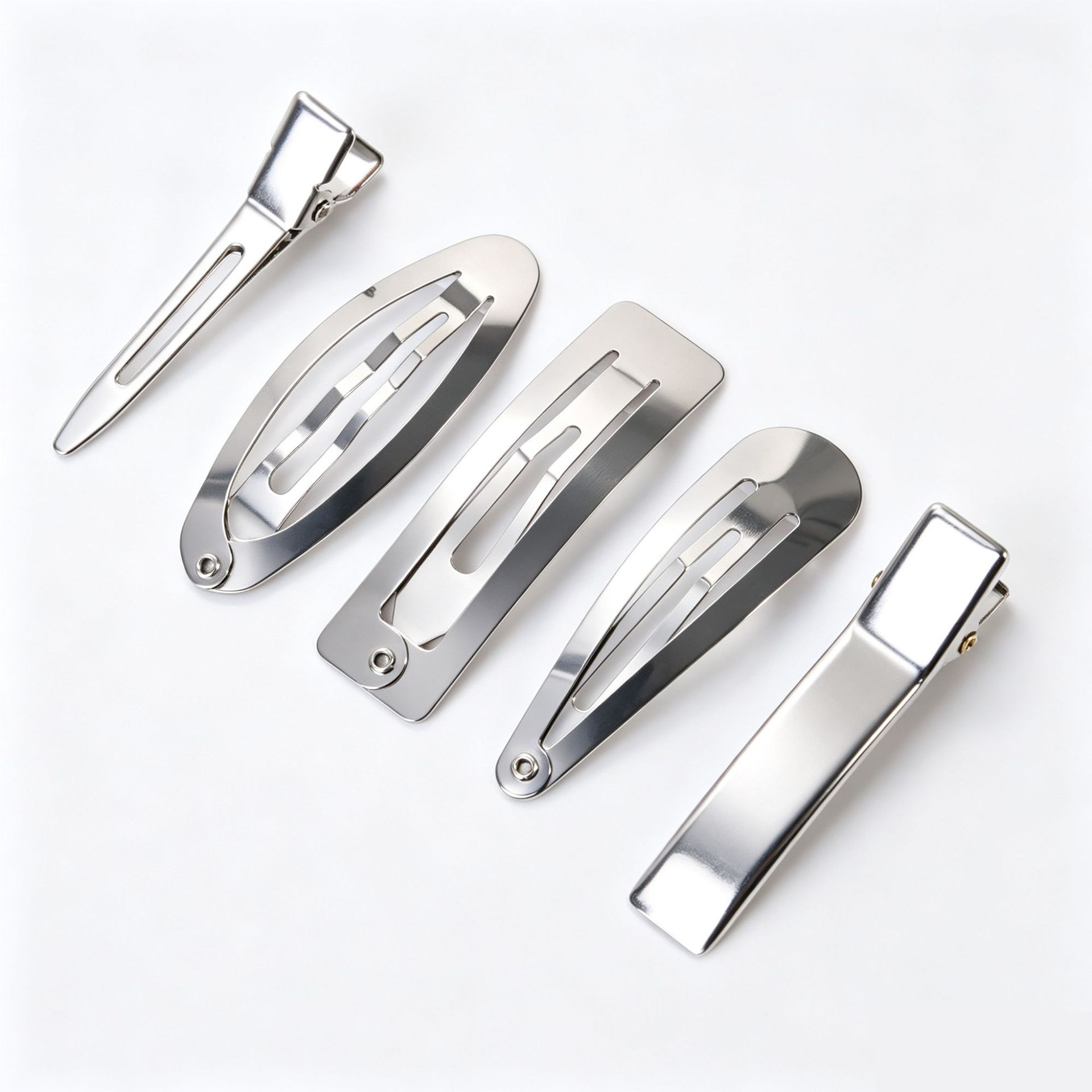 301 Stainless Steel Bb Clip Water Drop Oval Square Hair Clip 3-7cm Single Prong Hairpin DIY Hair Accessory