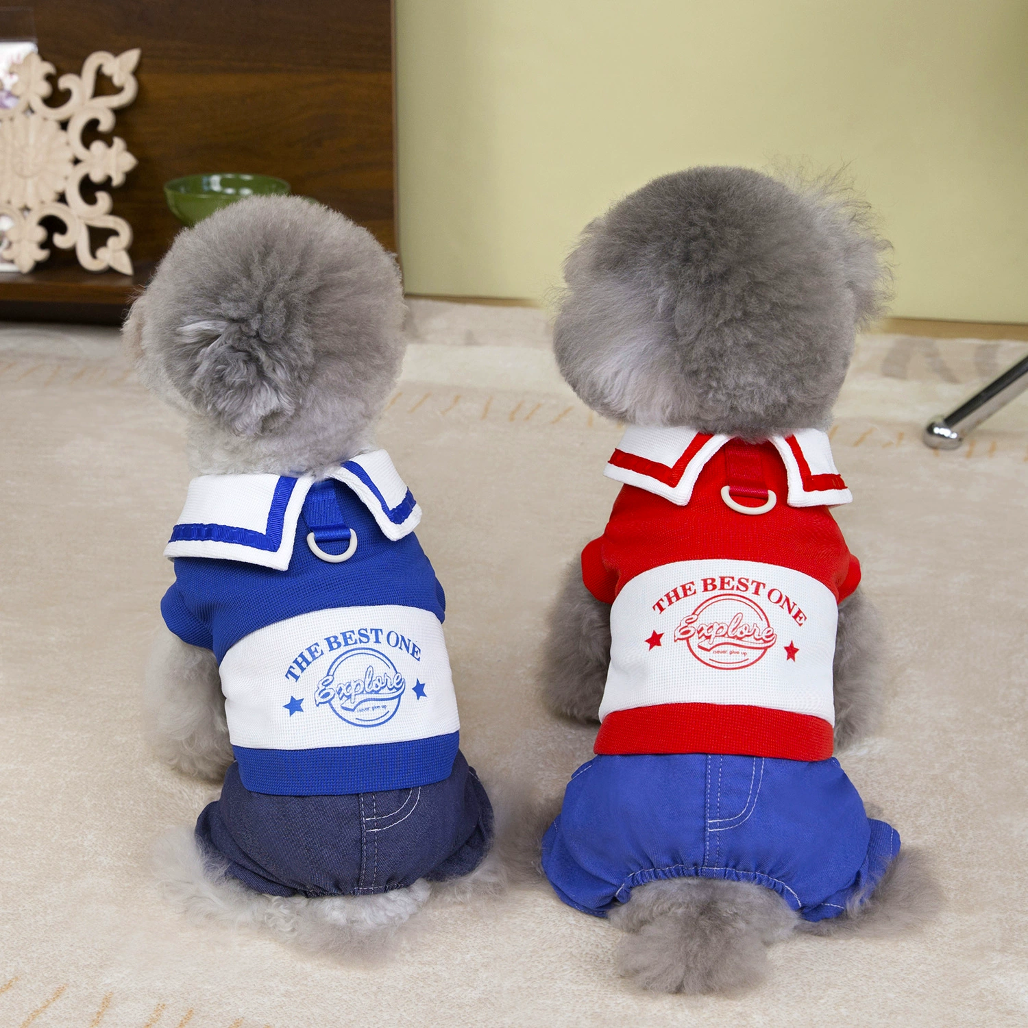 25 весенний колледж костюм кукольный воротник школьный стиль костюм костюм собаки с тяговыми пряжками для домашних животных весной и летом подходит для маленьких кошек и собак