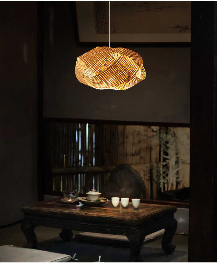 禅意吊灯中式茶室茶楼创意竹编灯具民宿客厅餐厅卧室日式竹艺吊灯-阿里巴巴