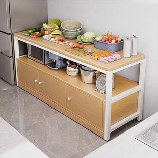 Cabinet Sideboard Multi-functional Storage Rack Vegetable Basket Cutting Worktable Storage Rack Side Cabinet with Door Multi-layer Table