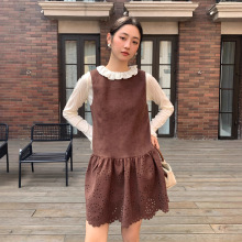 10.13广州十三行25冬复古甜美减龄叠穿镂空设计背心连衣裙女F7039