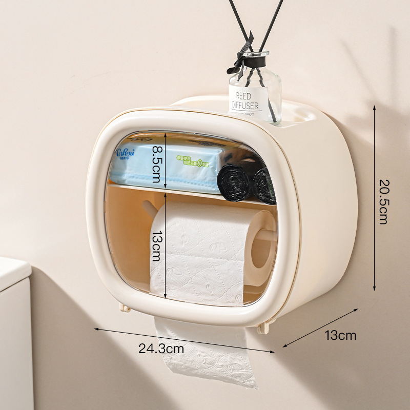 トイレットペーパーボックス、トイレットペーパーロール、トイレットペーパー収納ラック、壁掛けパンチフリー防水トイレラック|undefined