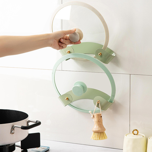 European-style minimalist wall-mounted screw-free pot lid holder kitchen organizer multi-functional home storage rack cutting board stand