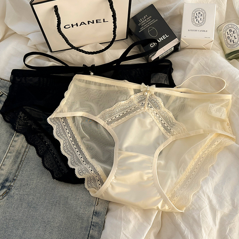 纯欲风女士内裤女中腰透气性感无痕日系提臀包臀辣妹三角裤蕾丝边
