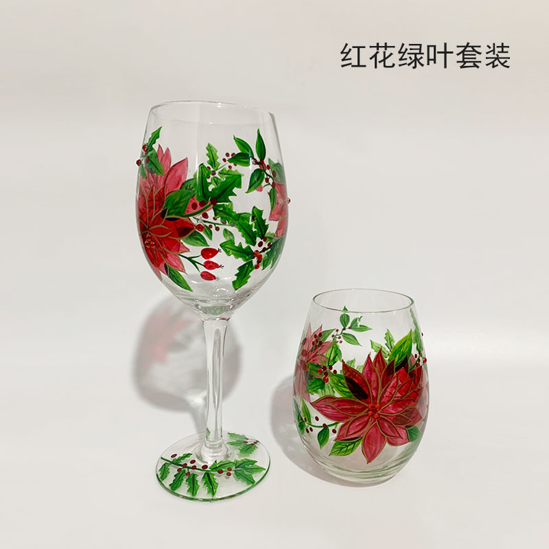 붉은 꽃 녹색 잎 세트