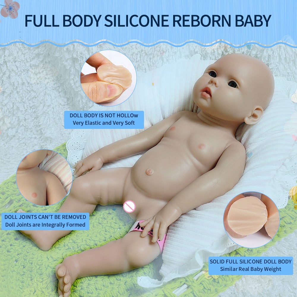 WW1561硅胶娃娃 reborn baby 18寸 46cm白胚娃娃可彩绘重生娃娃