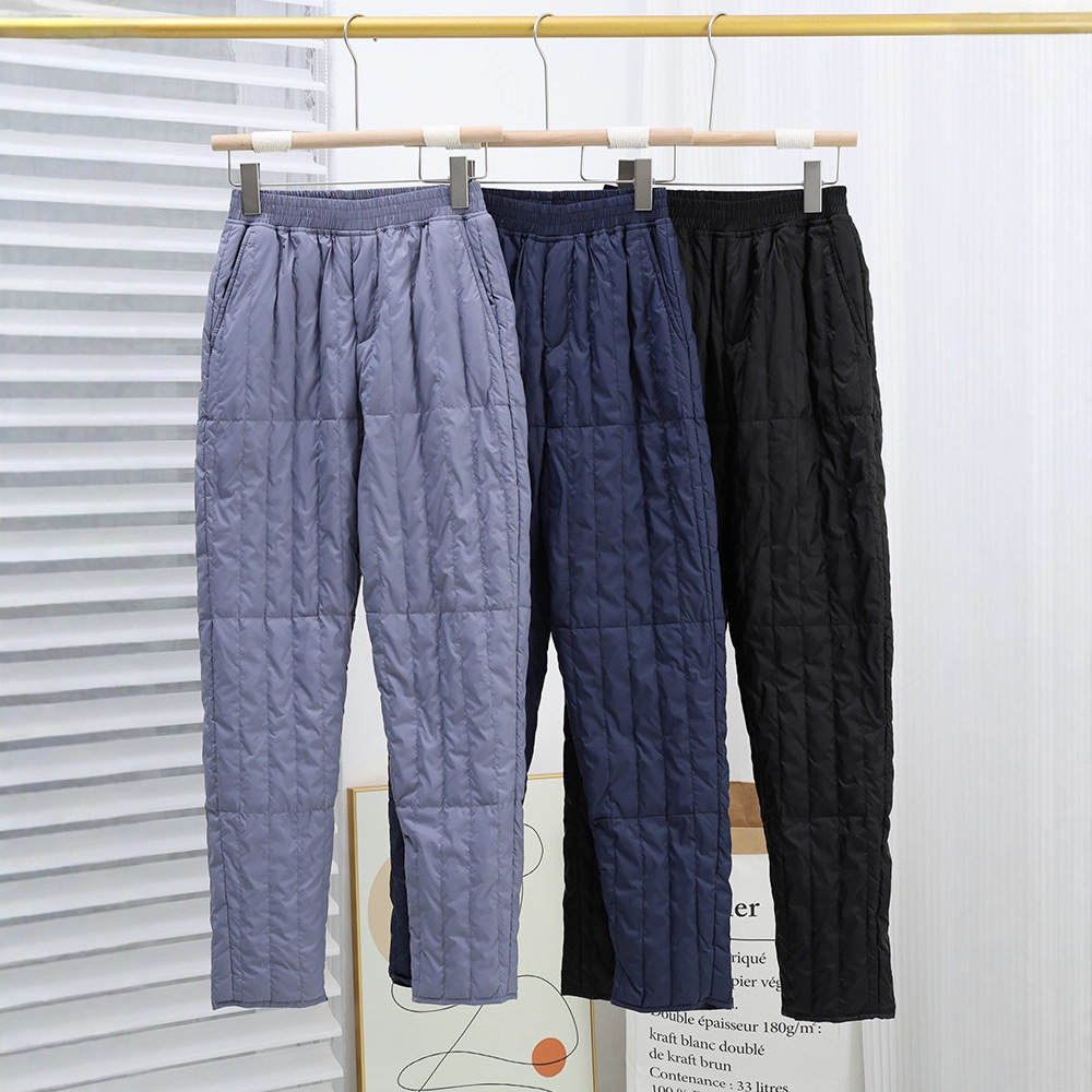 Winter Large Size White Duck down Pants for Men, Lightweight Inner Cotton Pants, Suitable for Middle-Aged and Elderly Men, Dad Style, Mid-High Waist