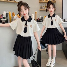 羽毛球服学院女童套装儿童半身裙百褶裙两件套2026夏季裙子字裙