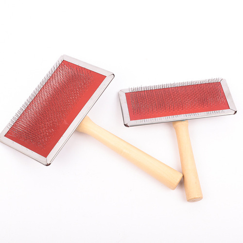 Pet cleaning and beauty steel needle comb Wooden handle fur care fur brush Pet supplies dog grooming wooden handle comb