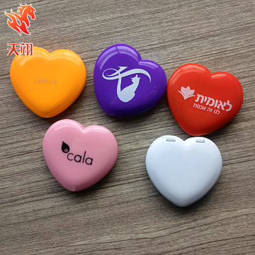 Folding handheld double-sided small mirror heart shaped