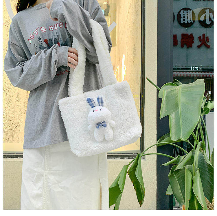 Lamb fur bag new messenger bag student cute cartoon plush shoulder bag NHTG467768picture17