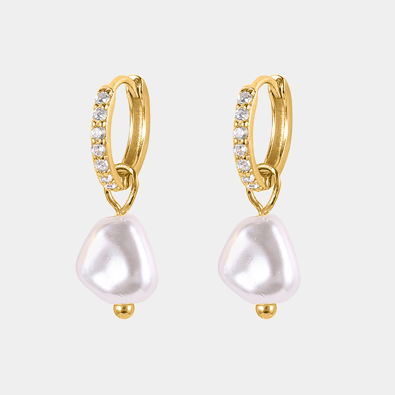 1 Pair 925 Sterling Silver Geometric Zircon Drop Earrings display picture 2