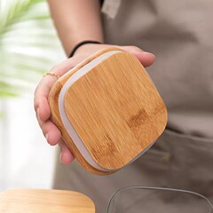 现货正方形竹木盖竹质盖子 瓶盖储物罐保鲜盒密封盖激光彩印雕刻