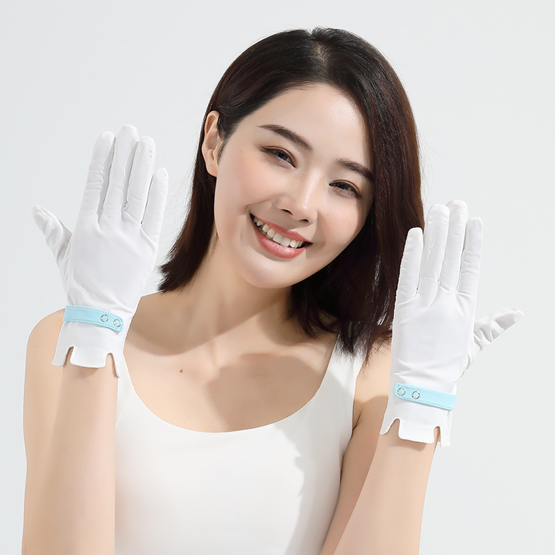 Guantes de protección solar, protección para mujer de verano, protección UV, conducción de seda de hielo, bicicleta eléctrica al aire libre, guantes cortos delgados image 19