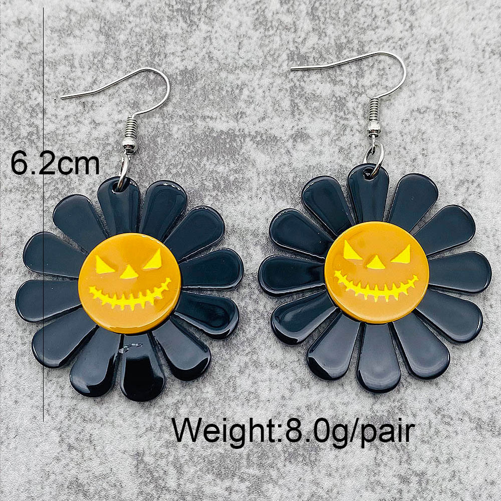 Halloween Festival Pumpkin, Letter Pattern 1 Pair Halloween Cartoon Style Pumpkin Letter Arylic Drop Earrings