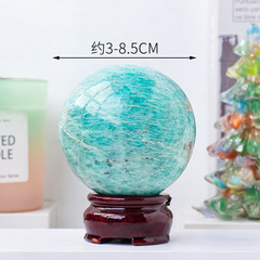 Natural Crystal Celestite Raw Stone Polished Globe Ornament, Amazonite Small Sphere for Fidgeting, Office Decorative Display Piece