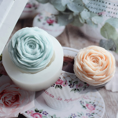Buttercup and peony flower scented candle silicone mold diy fondant diffuser plaster drip decoration chocolate cake