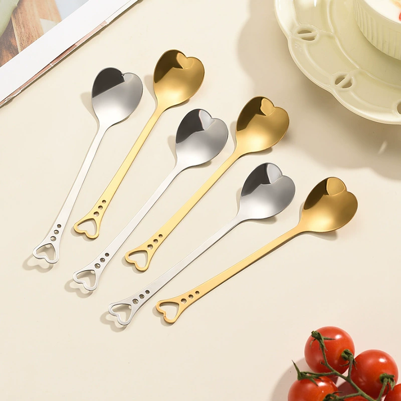 Нержавеющая сталь пористая кофейная ложка в форме сердца Ложка Любви