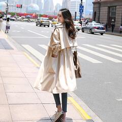 春秋外套女2025新款韩版时尚薄款英伦风大衣收腰显瘦中长款女风衣