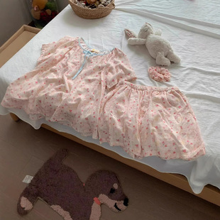 2025 New Pajamas for Women, Summer Short-Sleeved Shorts, Sweet and Cute Cartoon Bear Home Clothes Two-Piece Set That Can Be Worn Outside