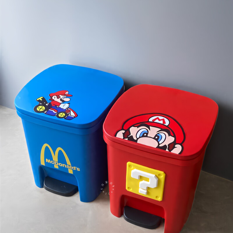 Wholesale Pedal-Operated Cartoon Net Red Personalized Creative Bedroom Mcdonald's Trash Can Cute High-Value Sanitary Bucket