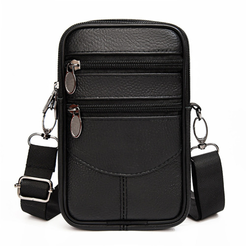 New style cowhide mobile phone waist bag with belt  multifunctional crossbody men's bag crossbody backpack genuine leather bag manufacturer batch