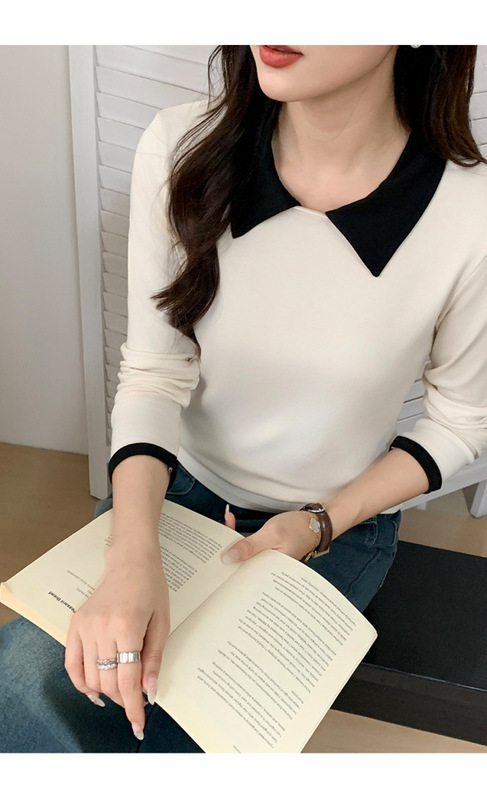 法式小众设计感圆领长袖打底衫女秋冬季百搭修身显瘦收腰t恤上衣|undefined