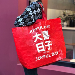 Pp手提げ編み袋商用ショッピング広告宣伝服装展示会蛇皮引っ越し覇膜赤い編み袋