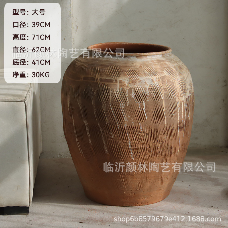 Tarjeta de cerámica retrógrada gran maceta de cerámica gran maceta de cerámica decoración gran tarjeta de cerámica de cerámica local hotel de alojamiento suave maceta de cerámica