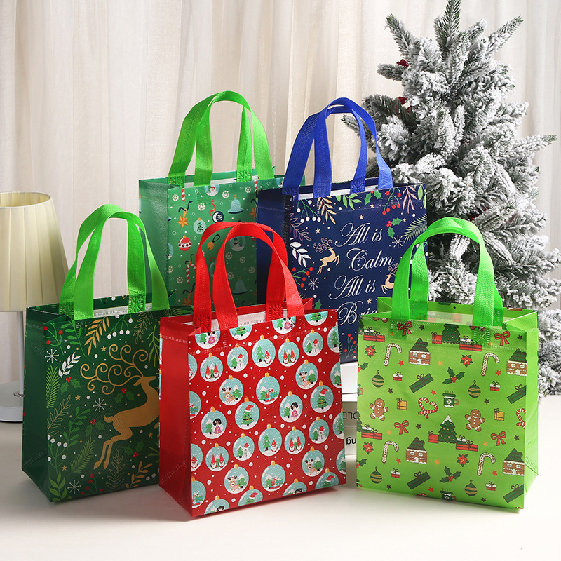 クリスマステーマ不織布袋プレゼント手提げ袋プリントショッピング包装袋パーティー装飾プレゼントプレゼント|undefined