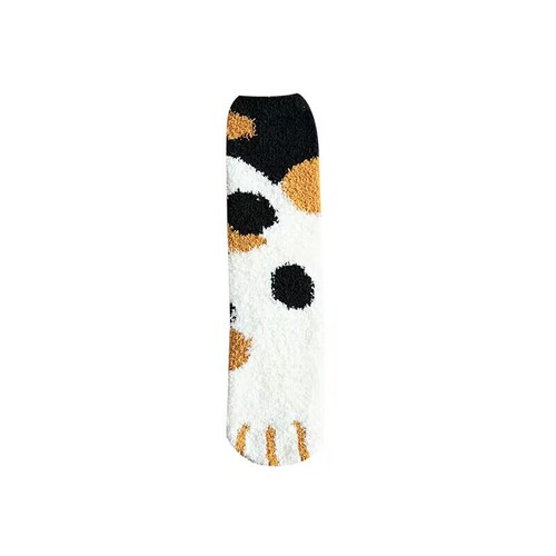 Coral velvet socks for men and women, couple's winter and autumn warm, padded and thick cat claw socks, warm sleep socks, floor socks, postpartum socks