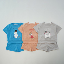 儿童运动套装姆明夏季宽松男童2024新款女童休闲小宝宝短袖夏装