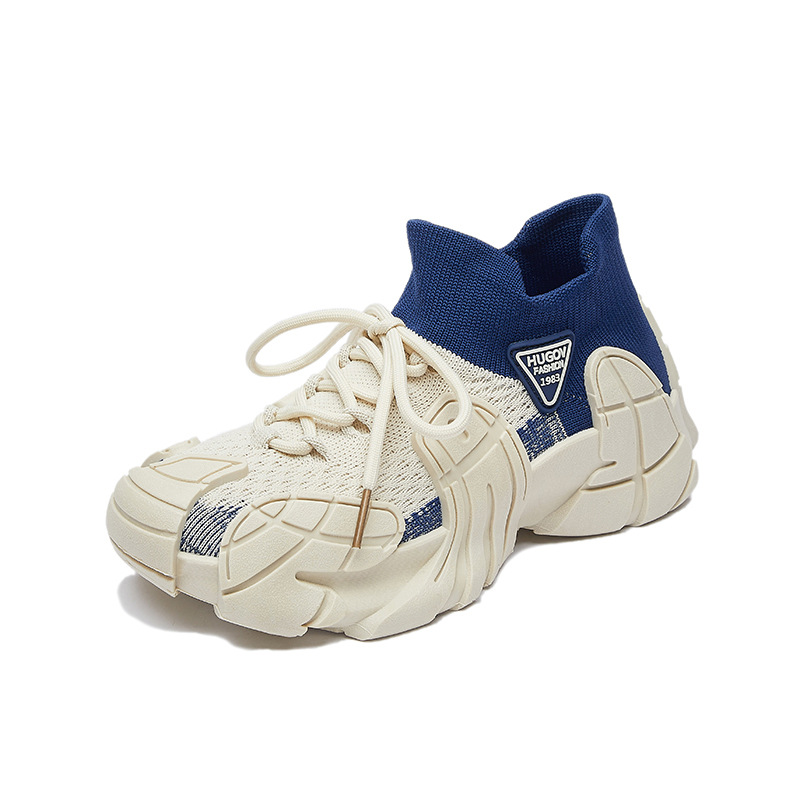 Zapatillas Tejidas Deportivas Unisex Capellada de Malla de Tela Suela de Caucho con Aumento de Estatura para Uso Diario