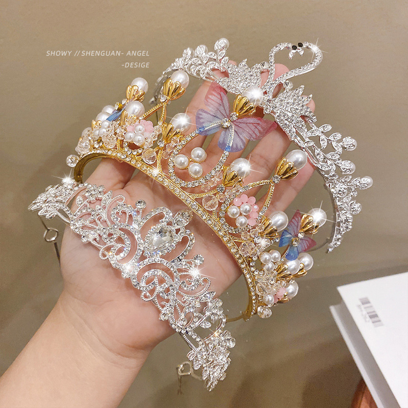 璀璨水钻公主皇冠发饰高端成人礼生日头箍女孩十八岁精致发箍|undefined