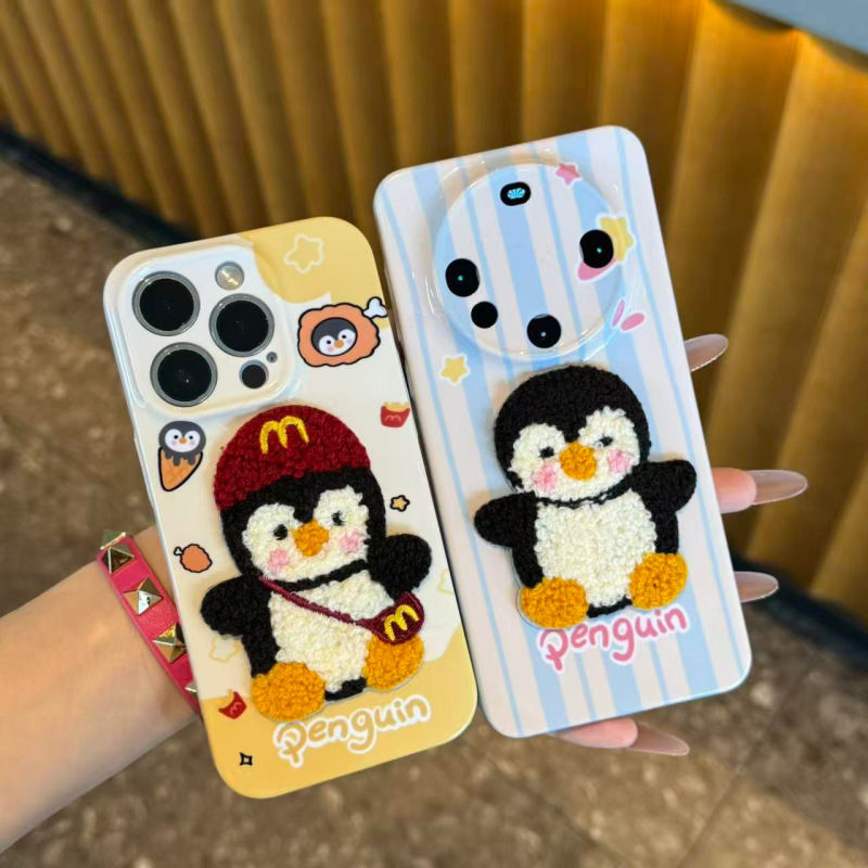秋冬刺绣企鹅适用苹果17手机壳菲林华为oppovivo小米iPhone16Pro|undefined